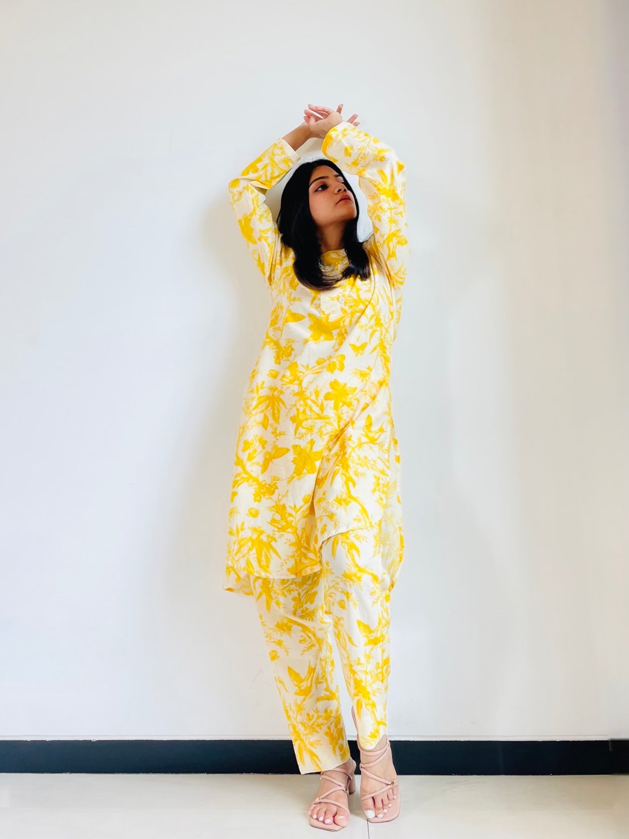 Yellow Blossom Floral Print Cotton Co-ord Set