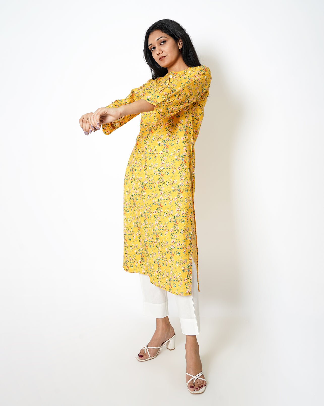 Summer Sunshine Floral Print Cotton Kurta Set