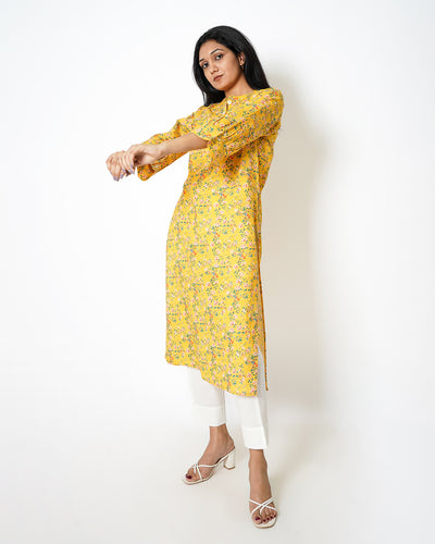 Summer Sunshine Floral Print Cotton Kurta Set