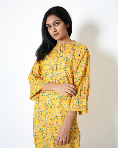 Summer Sunshine Floral Print Cotton Kurta Set