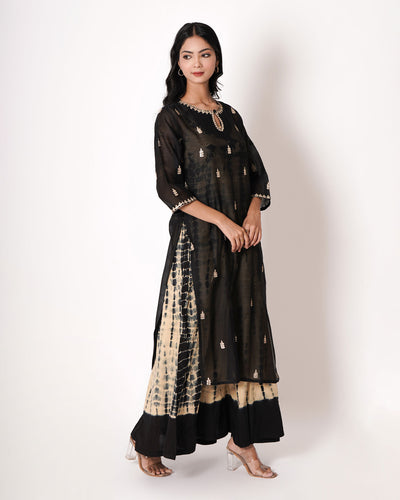 Night Glory Gota Work Chanderi Kurta & Dress Set