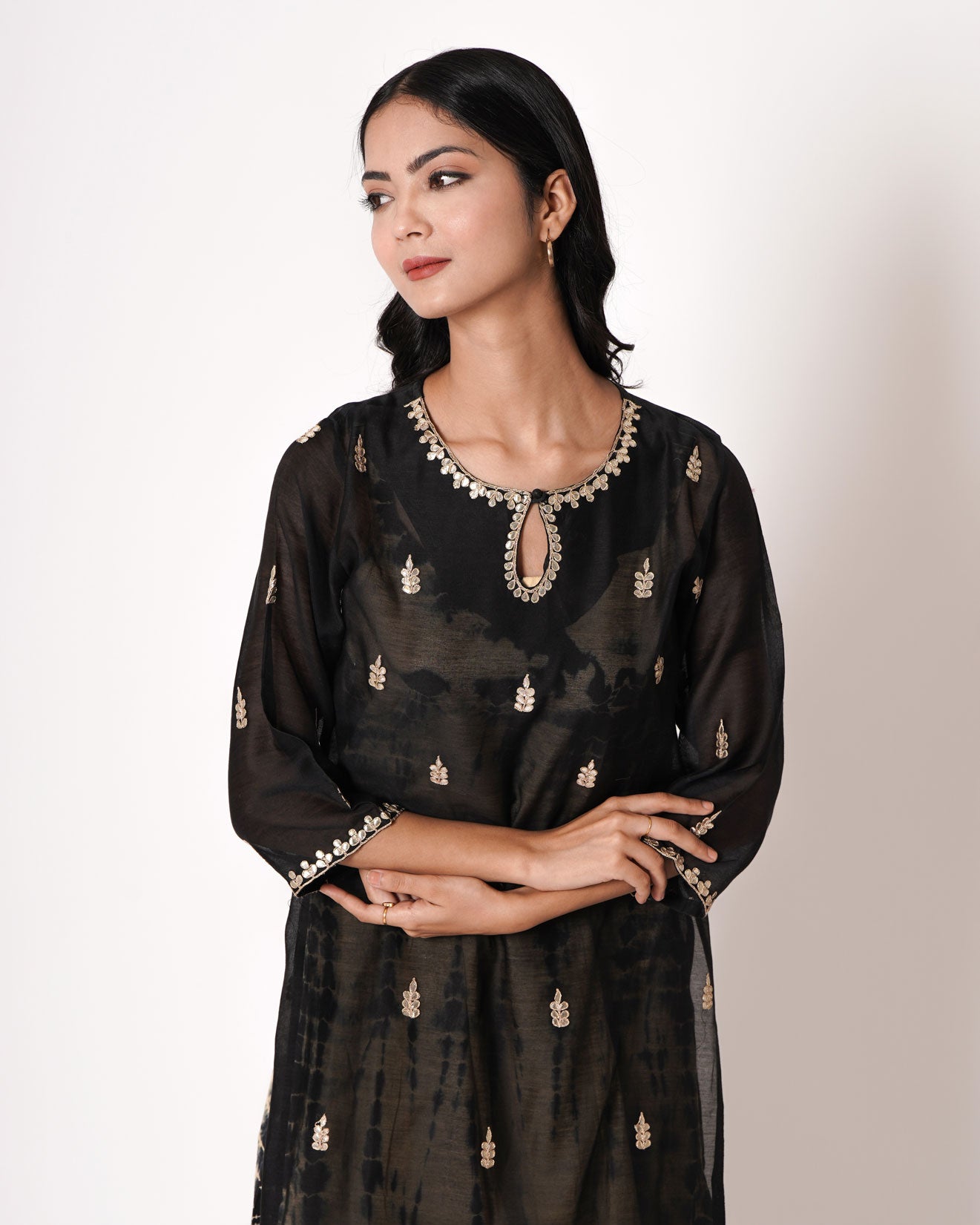 Night Glory Gota Work Chanderi Kurta & Dress Set