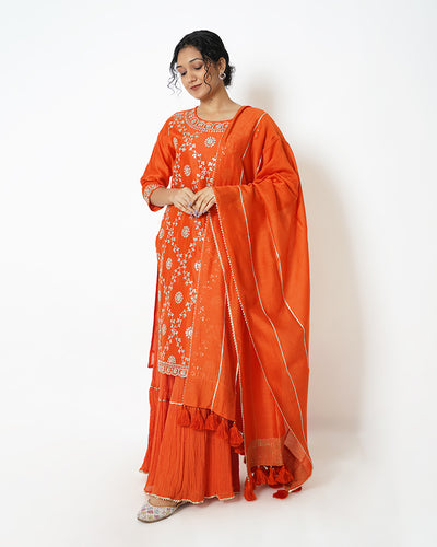 Coral Paradise Gota Work Chanderi Suit Set