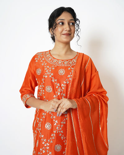 Coral Paradise Gota Work Chanderi Suit Set