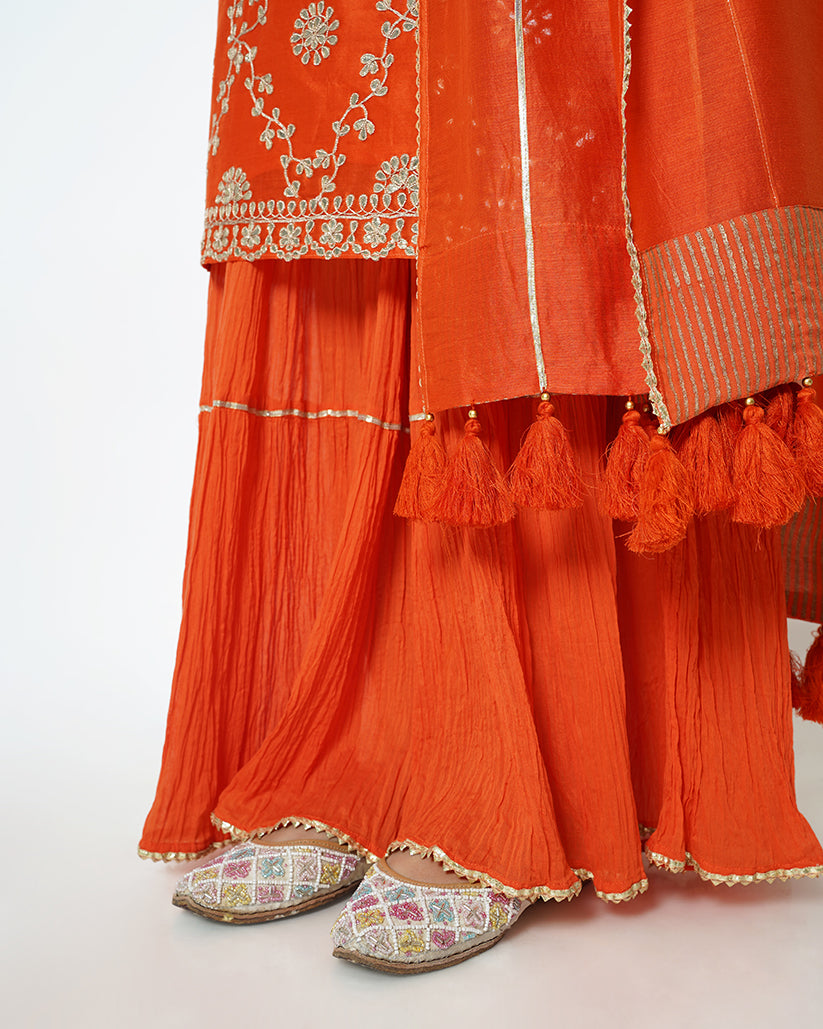 Coral Paradise Gota Work Chanderi Suit Set