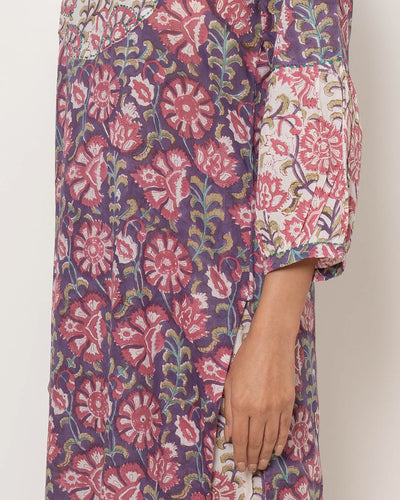 Vintage Flora Block Print Cotton Kurta Set