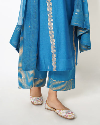 Pacific Blue Gota Work Chanderi Suit Set