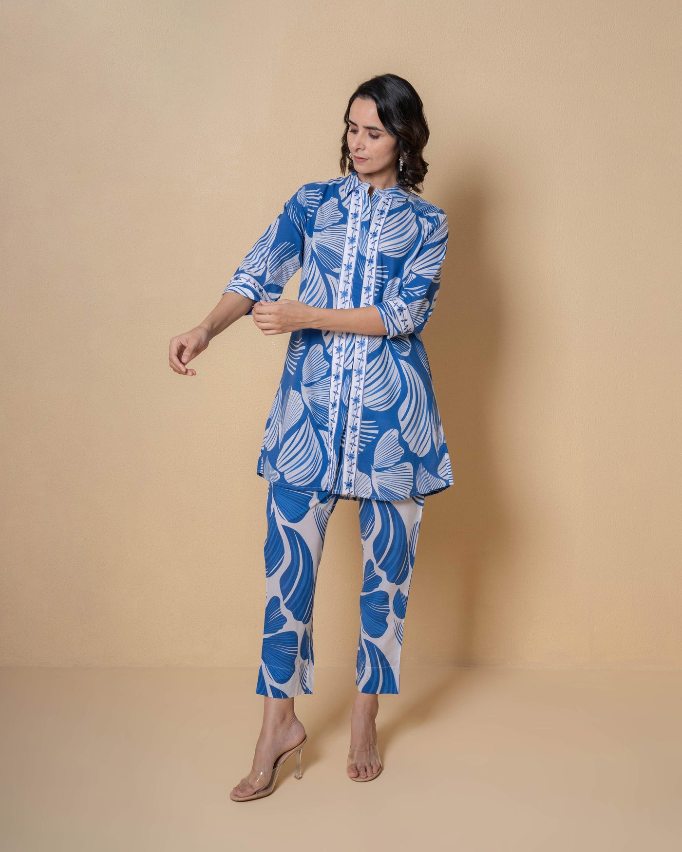 Porcelain Blue Digital Print Cotton Co-ord Set