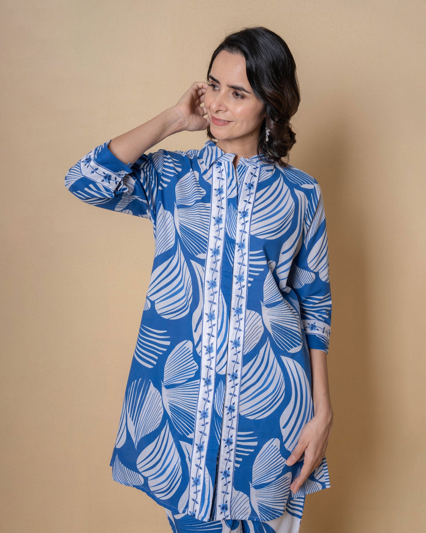 Porcelain Blue Digital Print Cotton Co-ord Set