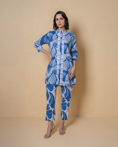 Porcelain Blue Digital Print Cotton Co-ord Set