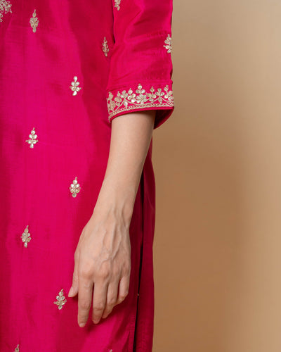 Radiant Pink Marori Work Upara Silk Suit Set