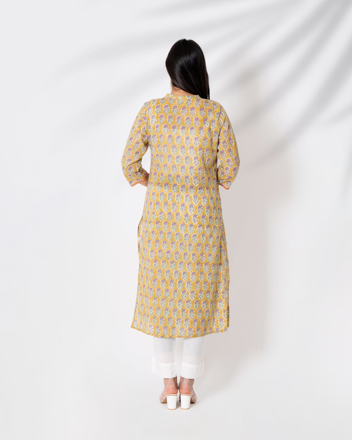 Mustard Merry Handblock Print Cotton Kurta Set