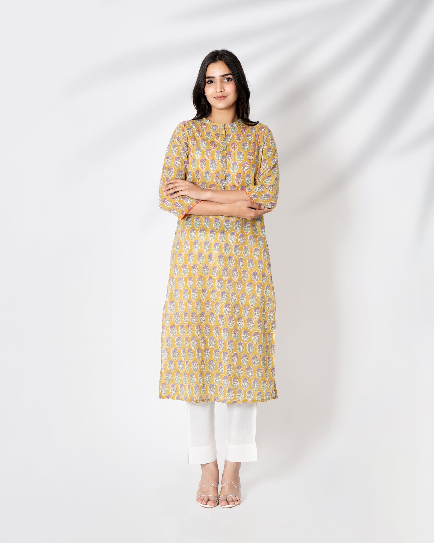 Mustard Merry Handblock Print Cotton Kurta Set