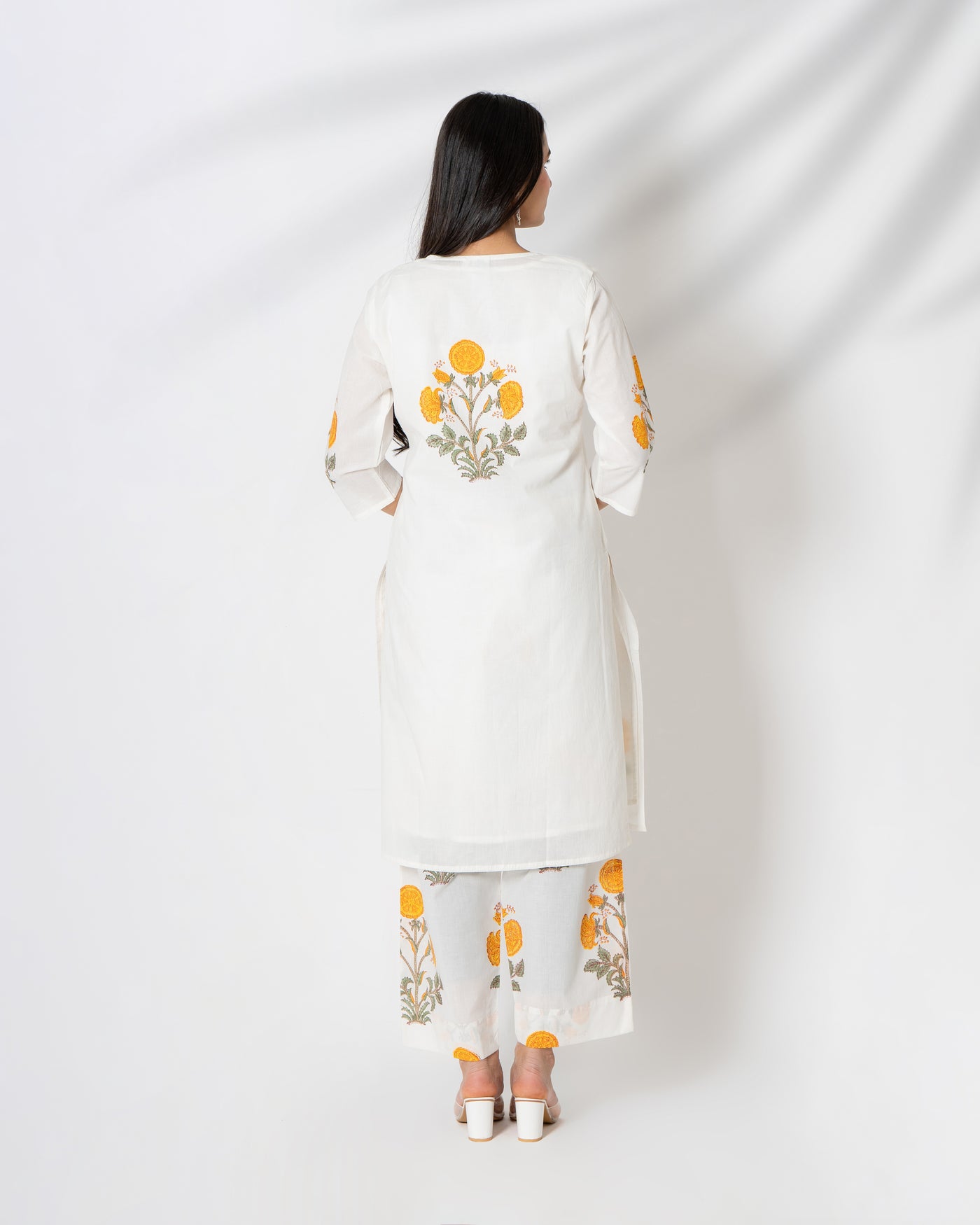 Bright Summer Floral Handblock Print Cotton Suit Set