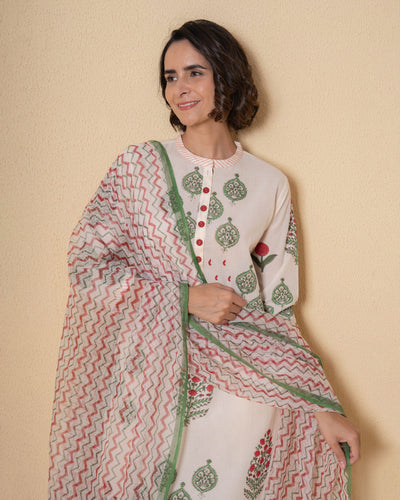 Ivory Eden Block Print Cotton Suit Set