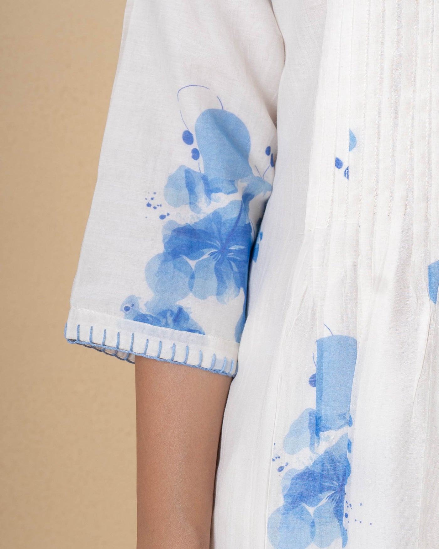 Sky Bloom Digital Print Chanderi Suit Set