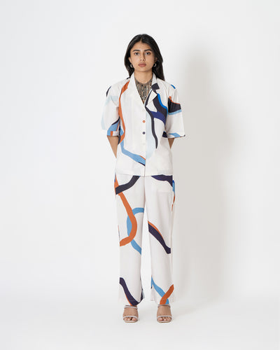 Abstract Waves Digital Print Modal Cotton  Co-ord Set