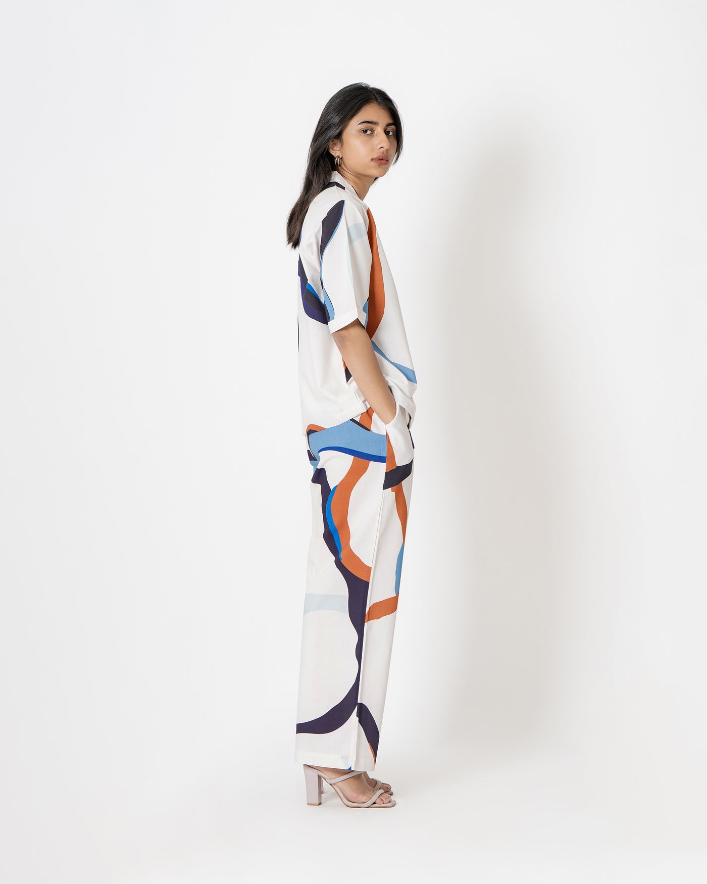 Abstract Waves Digital Print Modal Cotton  Co-ord Set