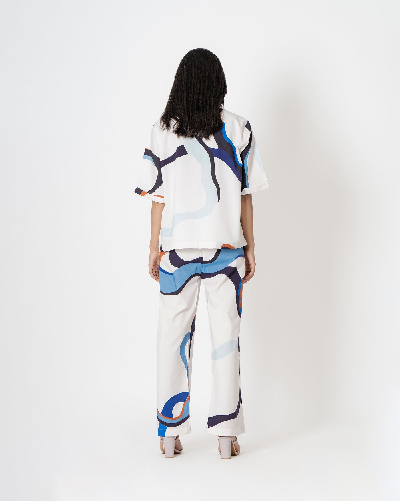 Abstract Waves Digital Print Modal Cotton  Co-ord Set