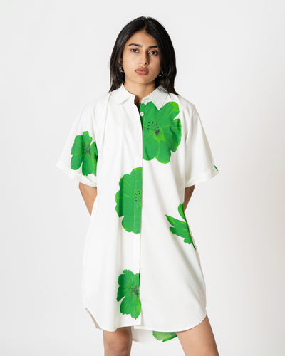 Garden Bloom Digital Print Modal Cotton Shirt Dress