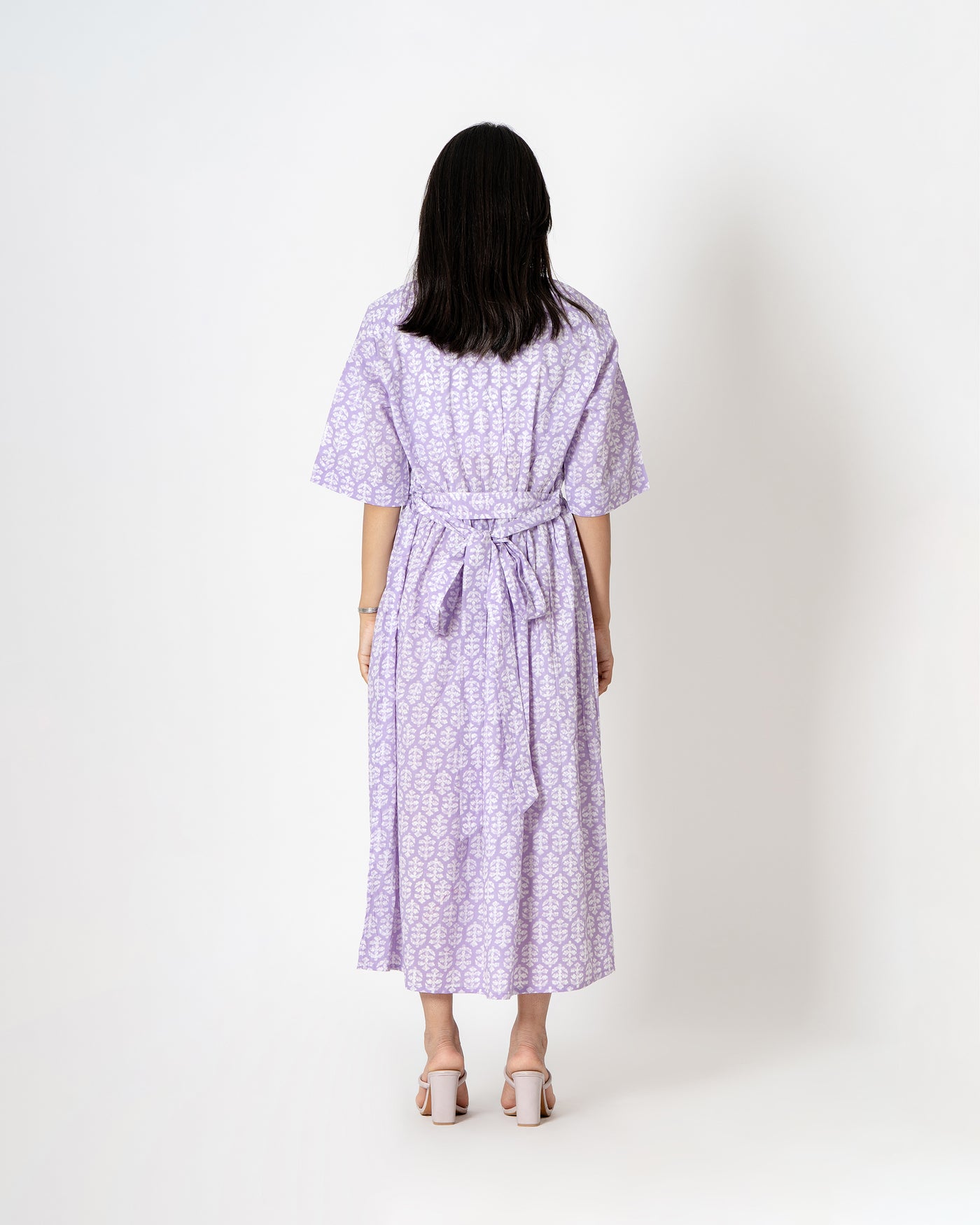 Lilac Bush Hand Print Cotton Dress