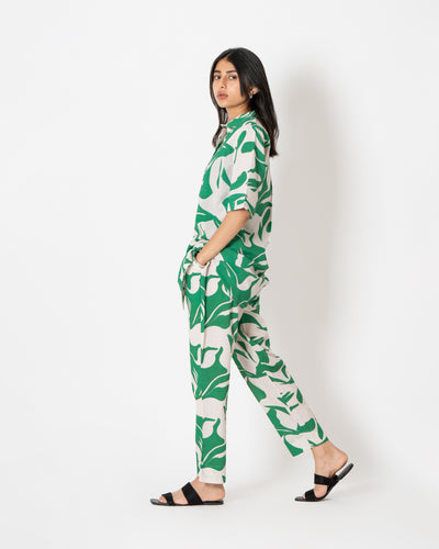 Abstract Green Digital Print Cotton Co-ord Set