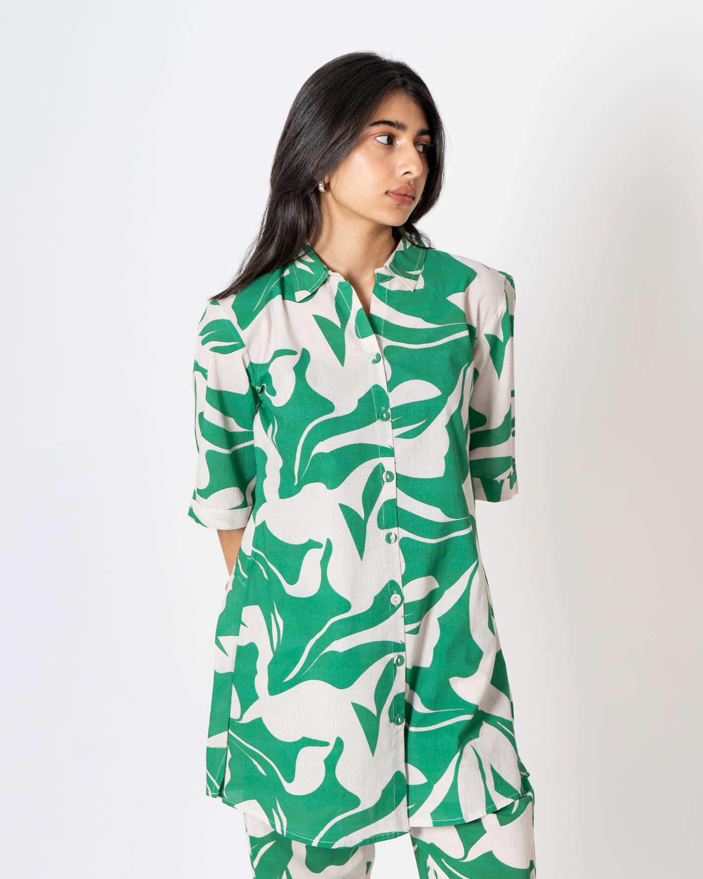 Abstract Green Digital Print Cotton Co-ord Set