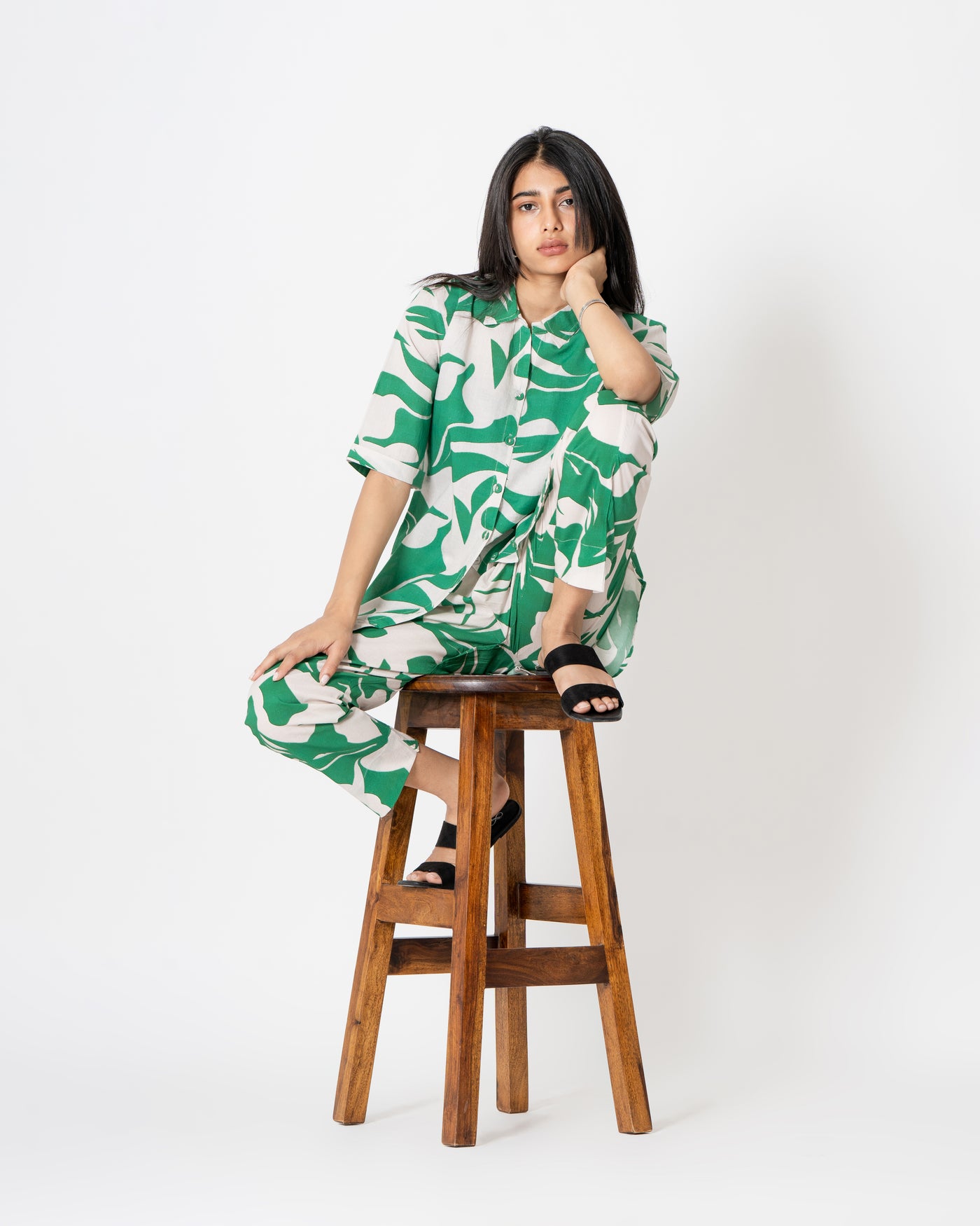 Abstract Green Digital Print Cotton Co-ord Set