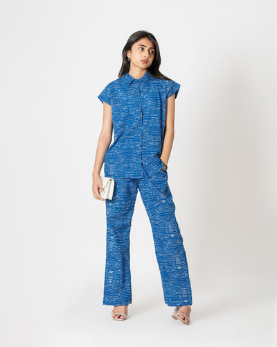 Imperial Blue Digital Print Cotton Co-ord Set