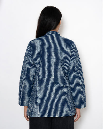 Nautical Blue Hand Print Cotton Jacket