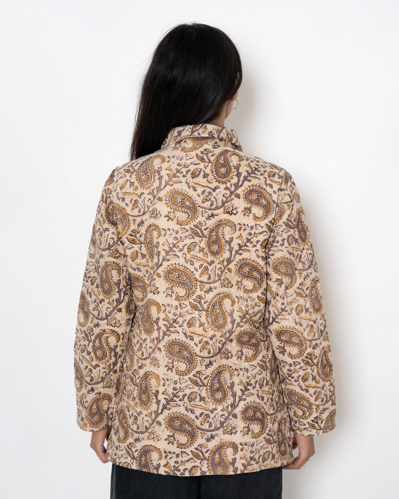 Soft Tan Hand Print Cotton Jacket