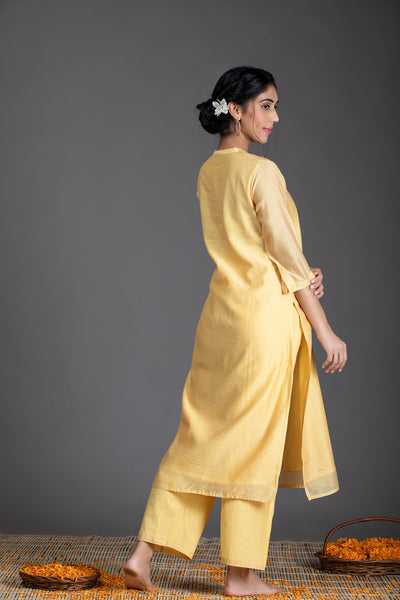 Summer Daffodil Marori Work Chanderi Suit Set