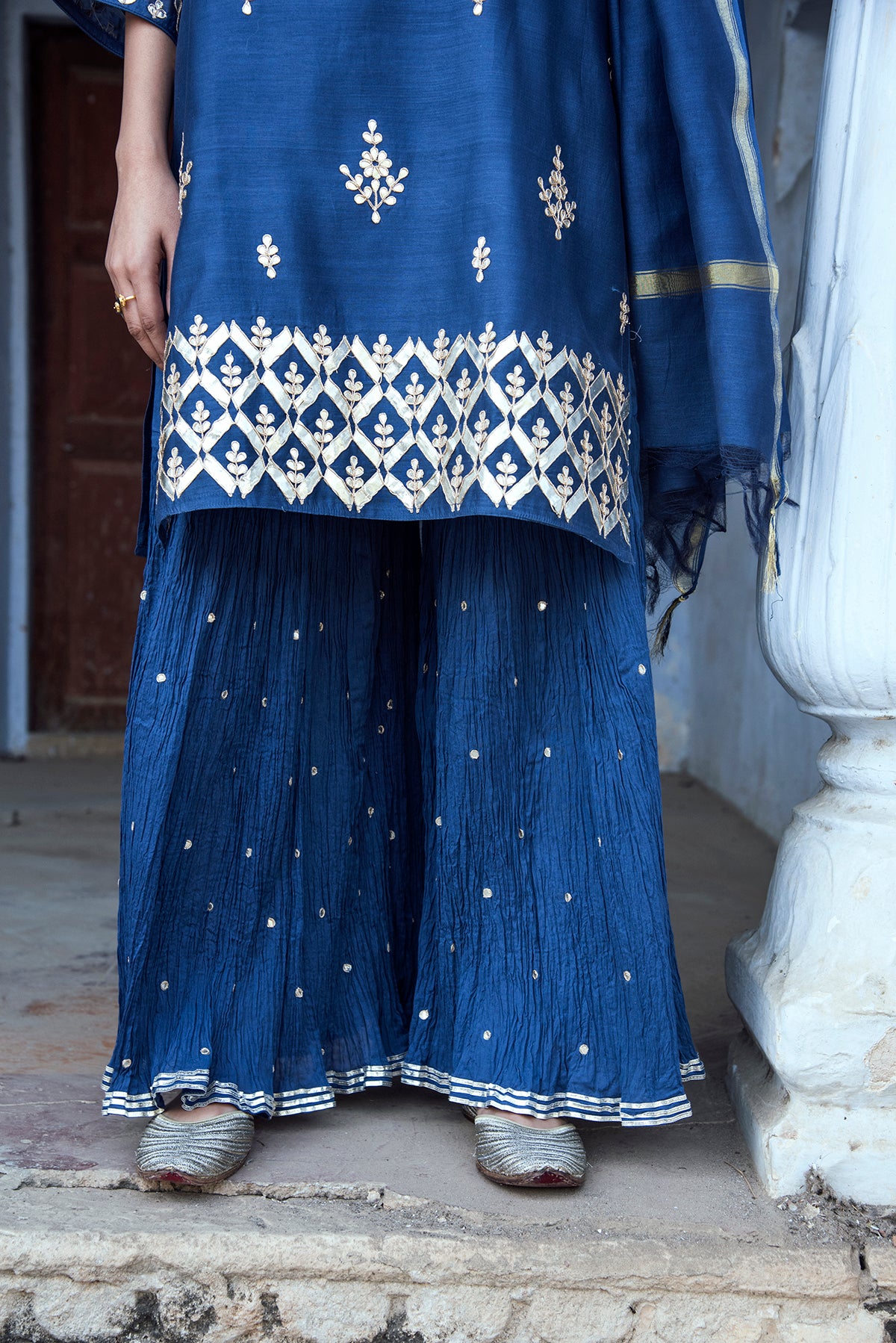 Sapphire Glory Gota Patti Chanderi Suit Set