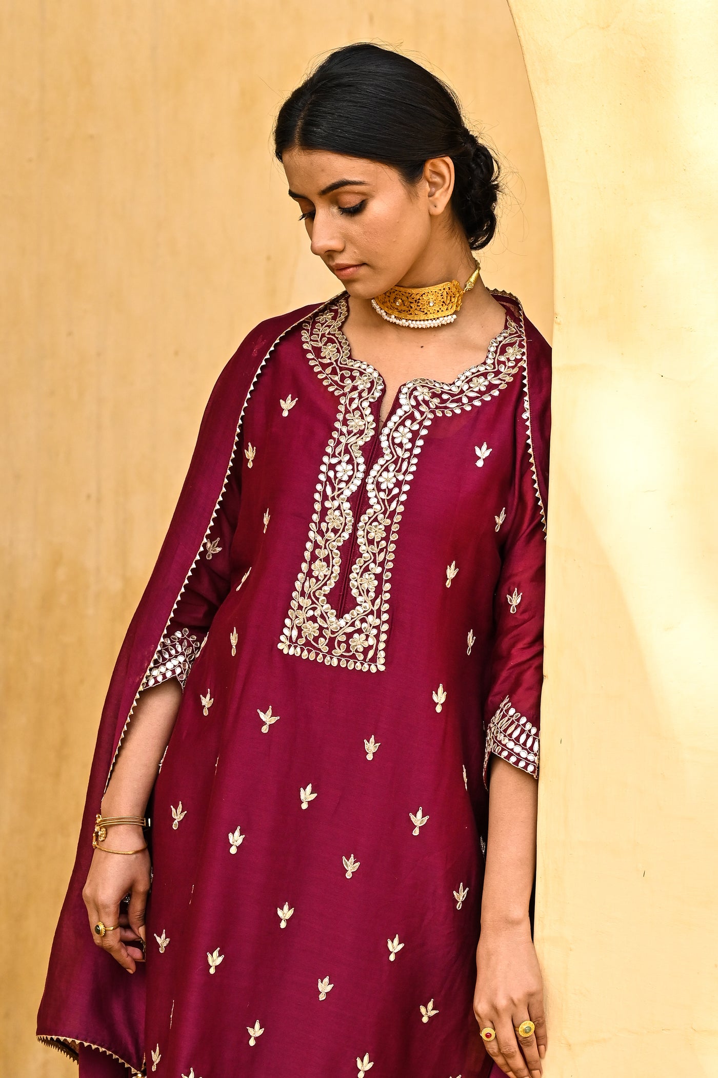 Carmine Love Gota Work Chanderi Suit Set