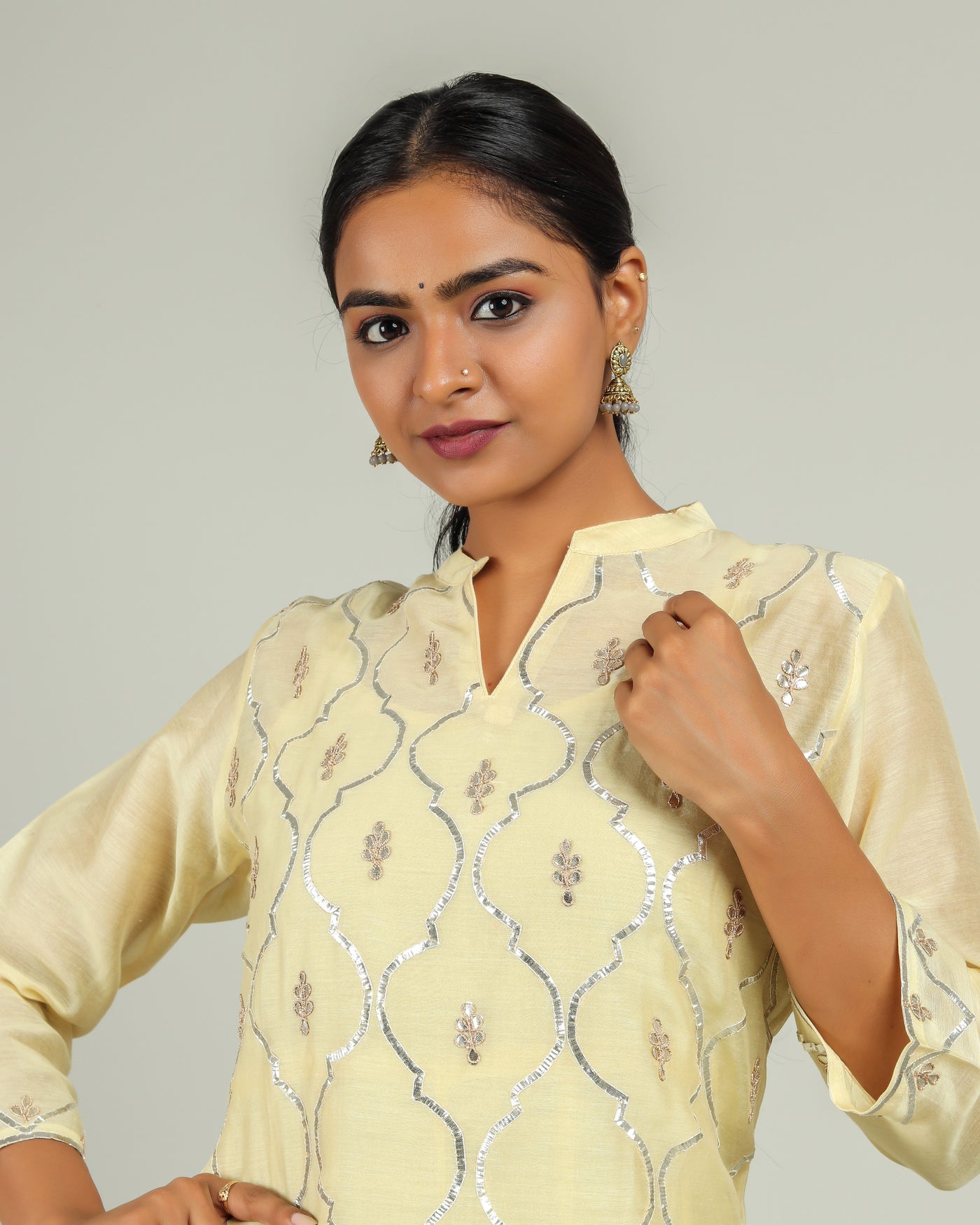 Touch of Sunshine Gota Work Chanderi Kurta Set