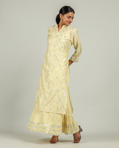 Touch of Sunshine Gota Work Chanderi Kurta Set