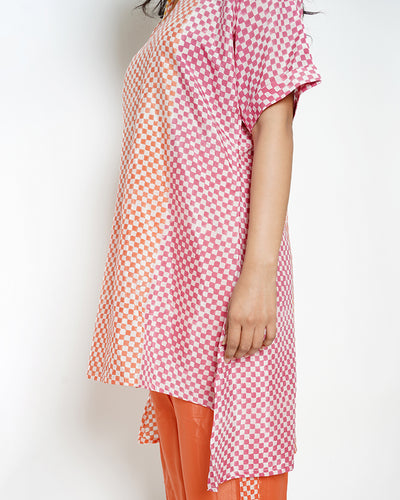 Multi Gingham Printed Summer Silk Co-ord Set