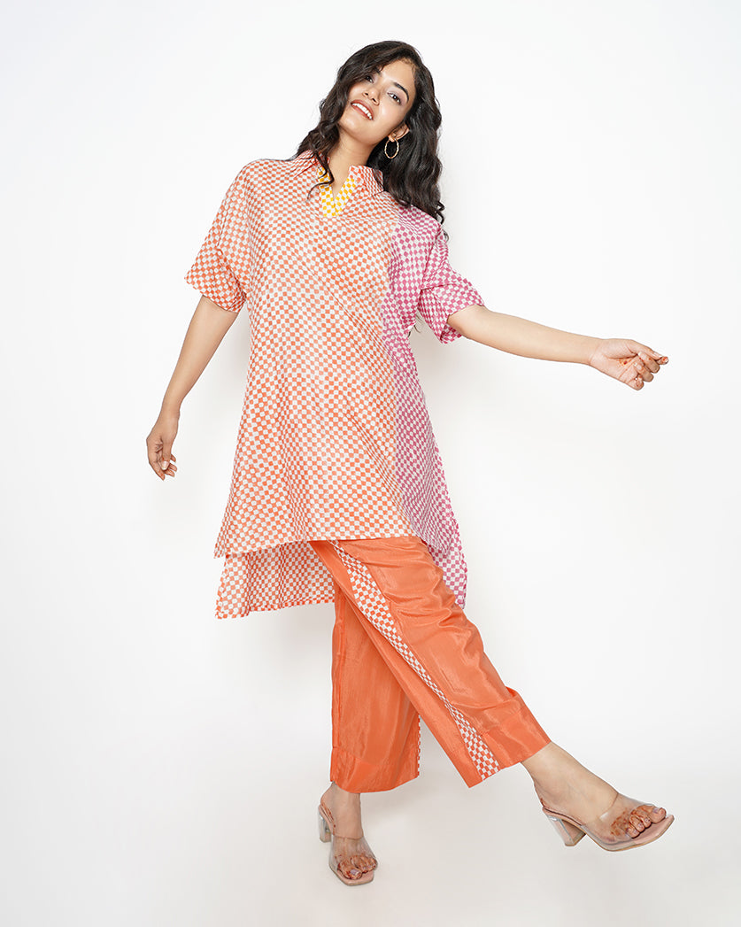 Multi Gingham Printed Summer Silk Co-ord Set