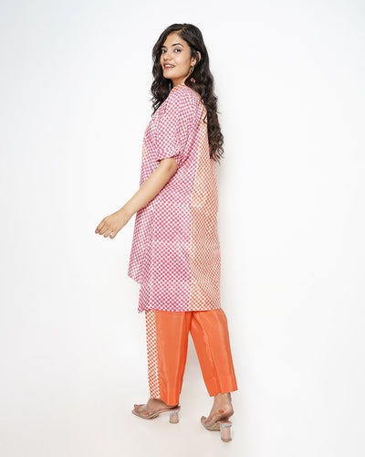 Multi Gingham Printed Summer Silk Co-ord Set