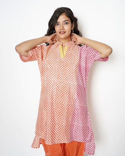 Multi Gingham Printed Summer Silk Co-ord Set