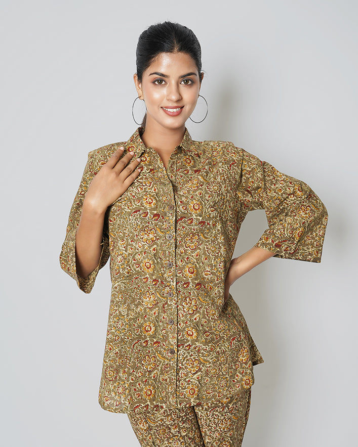 Breezy Morning Kalamkari Print Cotton Co-ord Set