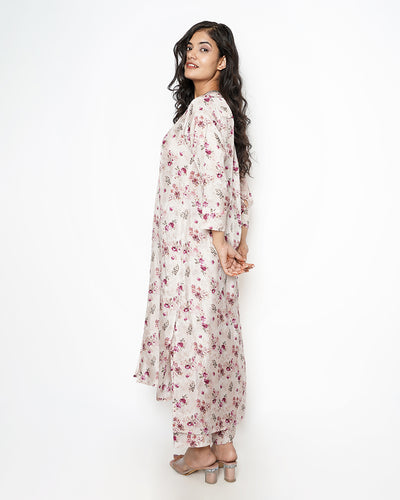 Dreamy Day Ivory Floral Print Summer Silk Kurta Set