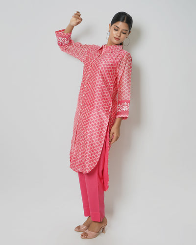 Blushed Beauty Printed Chanderi Kurta Set