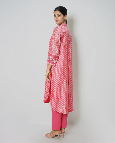 Blushed Beauty Printed Chanderi Kurta Set