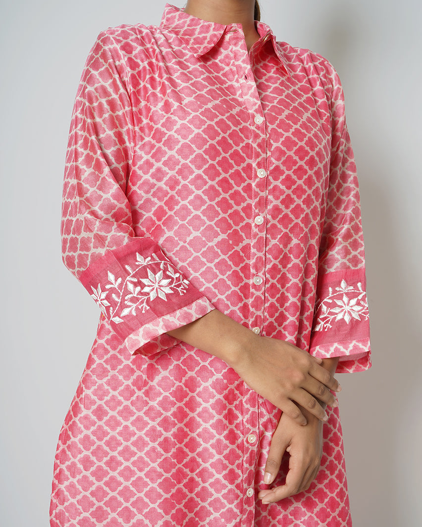 Blushed Beauty Printed Chanderi Kurta Set