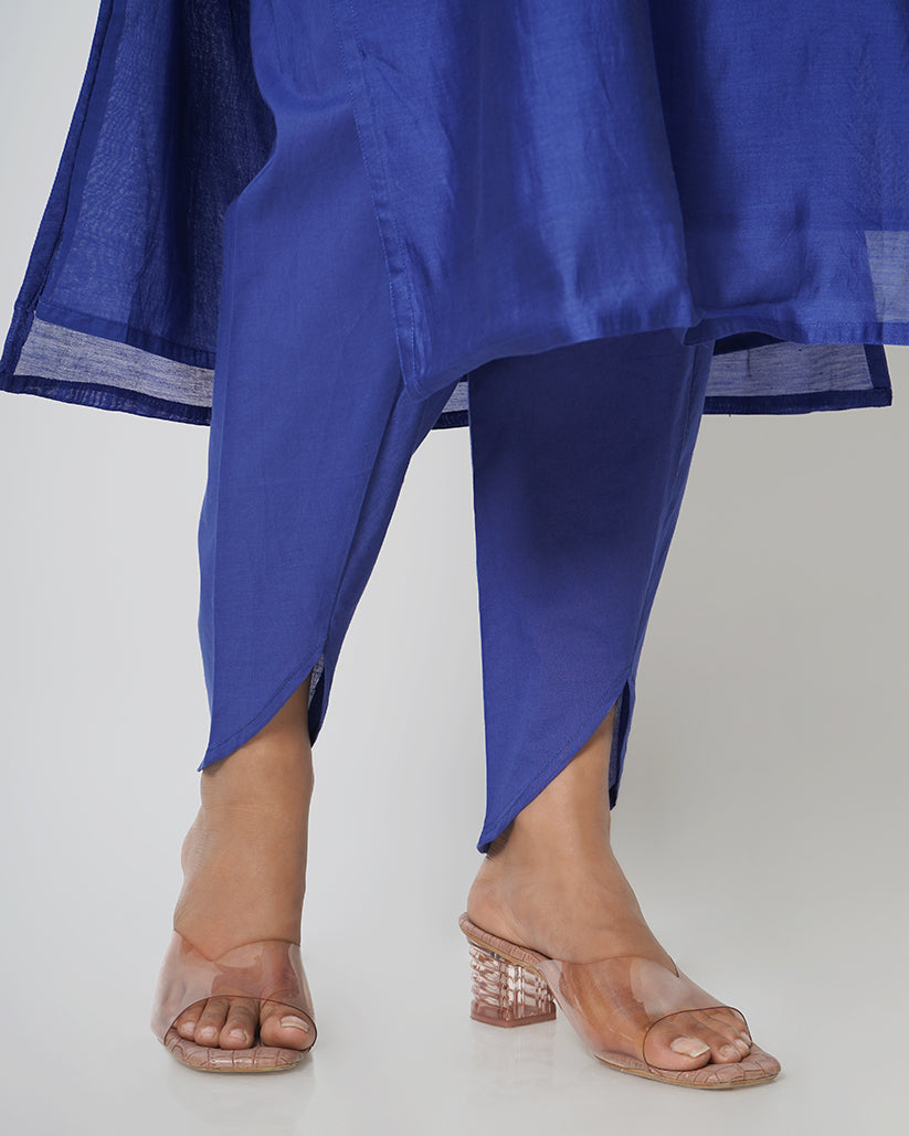 Metallic Blue Marori Sequins Work Chanderi Kurta Set