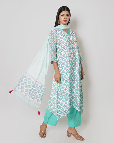 Abstract Love Chanderi Block Print Suit Set