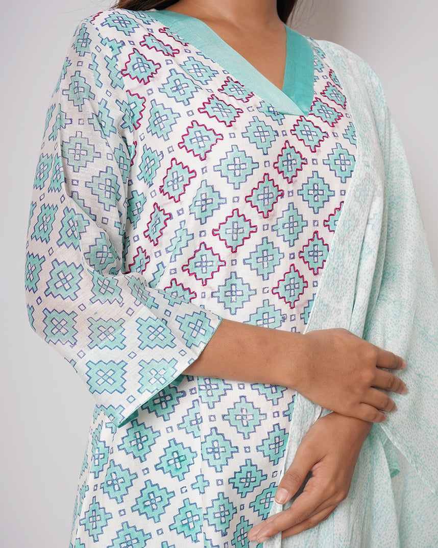 Abstract Love Chanderi Block Print Suit Set