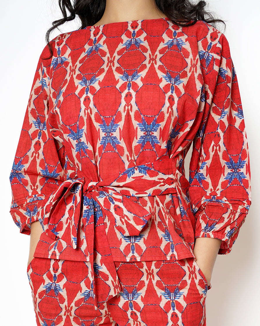 Poppy Red Printed Cotton Co-ord Set