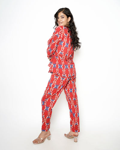 Poppy Red Printed Cotton Co-ord Set